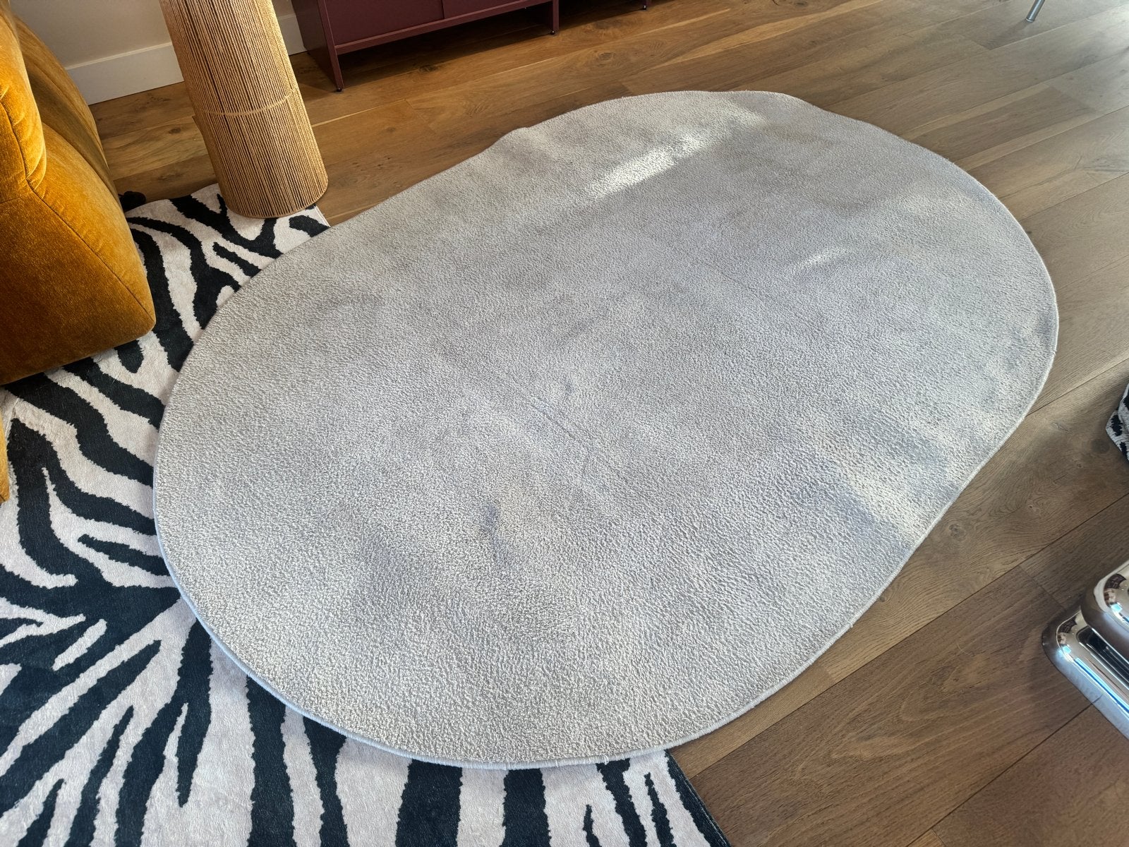 Mooi crème ecru beige ovaal vloerkleed, Ophalen, Gebruikt, 150 tot 200 cm, 200 cm of meer