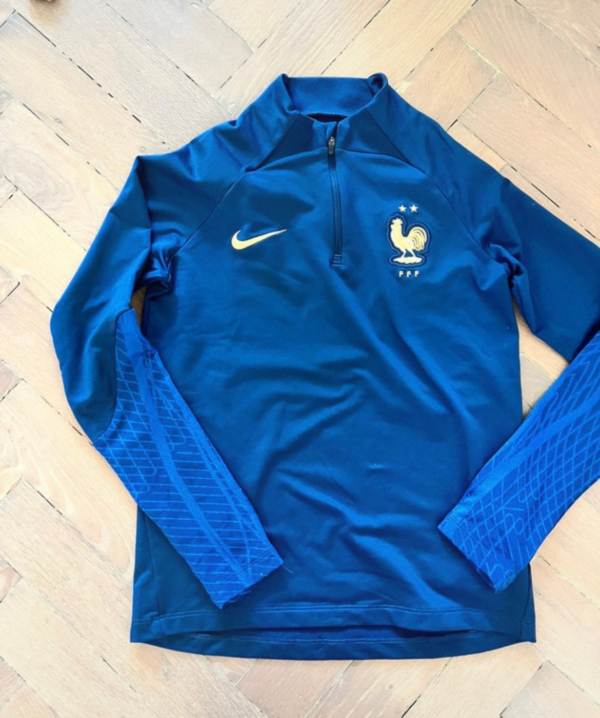Shirts Nike France 146 152 158 FF Strike Dri-FIT shirt blauw, Ophalen of Verzenden, Zo goed als nieuw, Jongen of Meisje, Shirt of Longsleeve