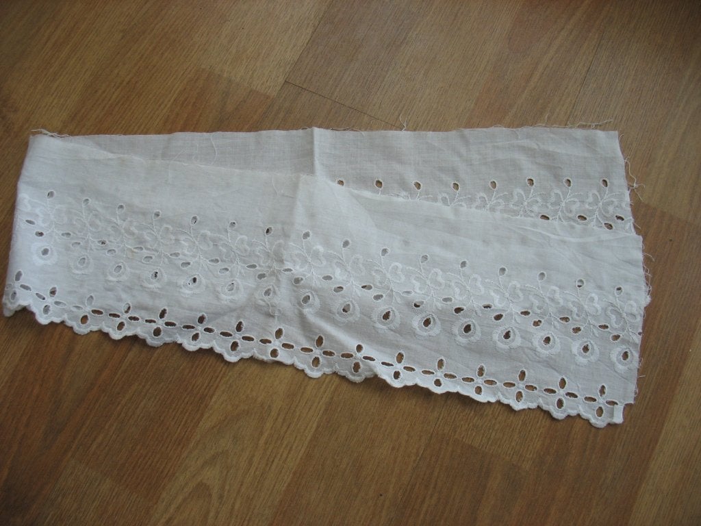 Restant Anglaise Broderie Kant Ruches Kraag Manchet Vintage, Ophalen of Verzenden, Zo goed als nieuw, Kant