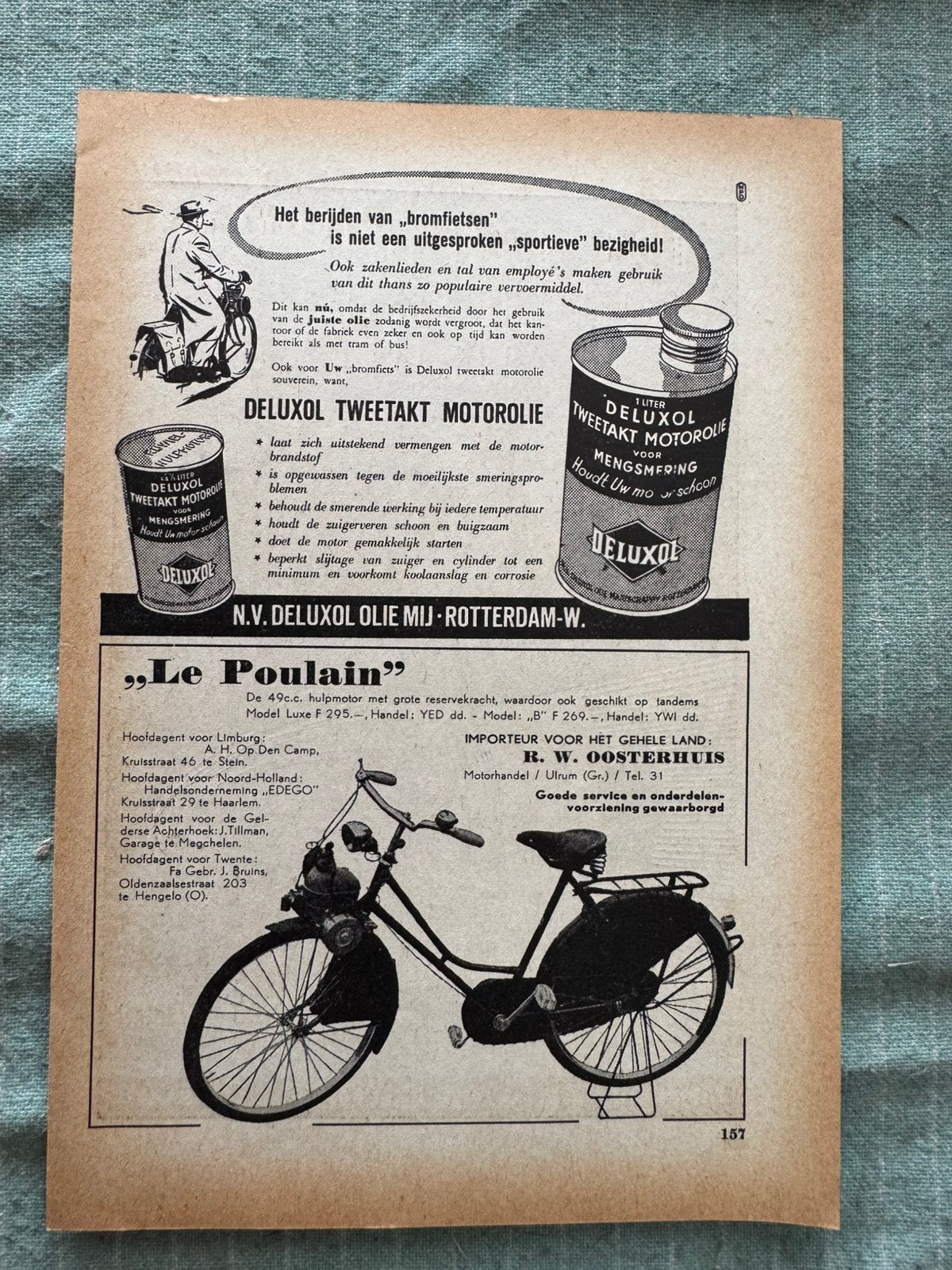 Advertentie 1951 Le Poulain hulpmotor Oosterhuis Ulrum, Verzamelen, Verzenden, Zo goed als nieuw, Motoren