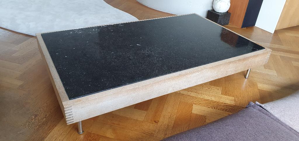 Salontafel Belgisch Hardsteen en Eiken, Ophalen, Strak, modern, tijdloos, 100 tot 150 cm, 50 tot 100 cm