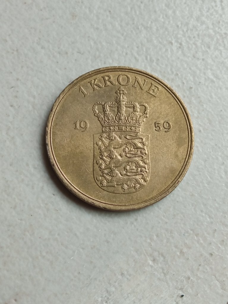 Denemarken 1 kroon 1959., Ophalen of Verzenden, Overige landen, Losse munt