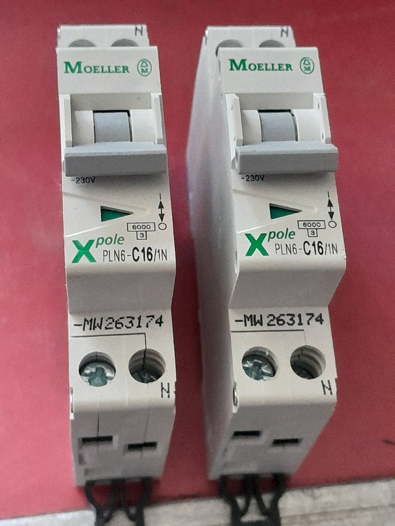 Moeller PLN6 1/N C16 automaat (2x), Ophalen of Verzenden, Zo goed als nieuw, Overige merken, Installatieautomaat