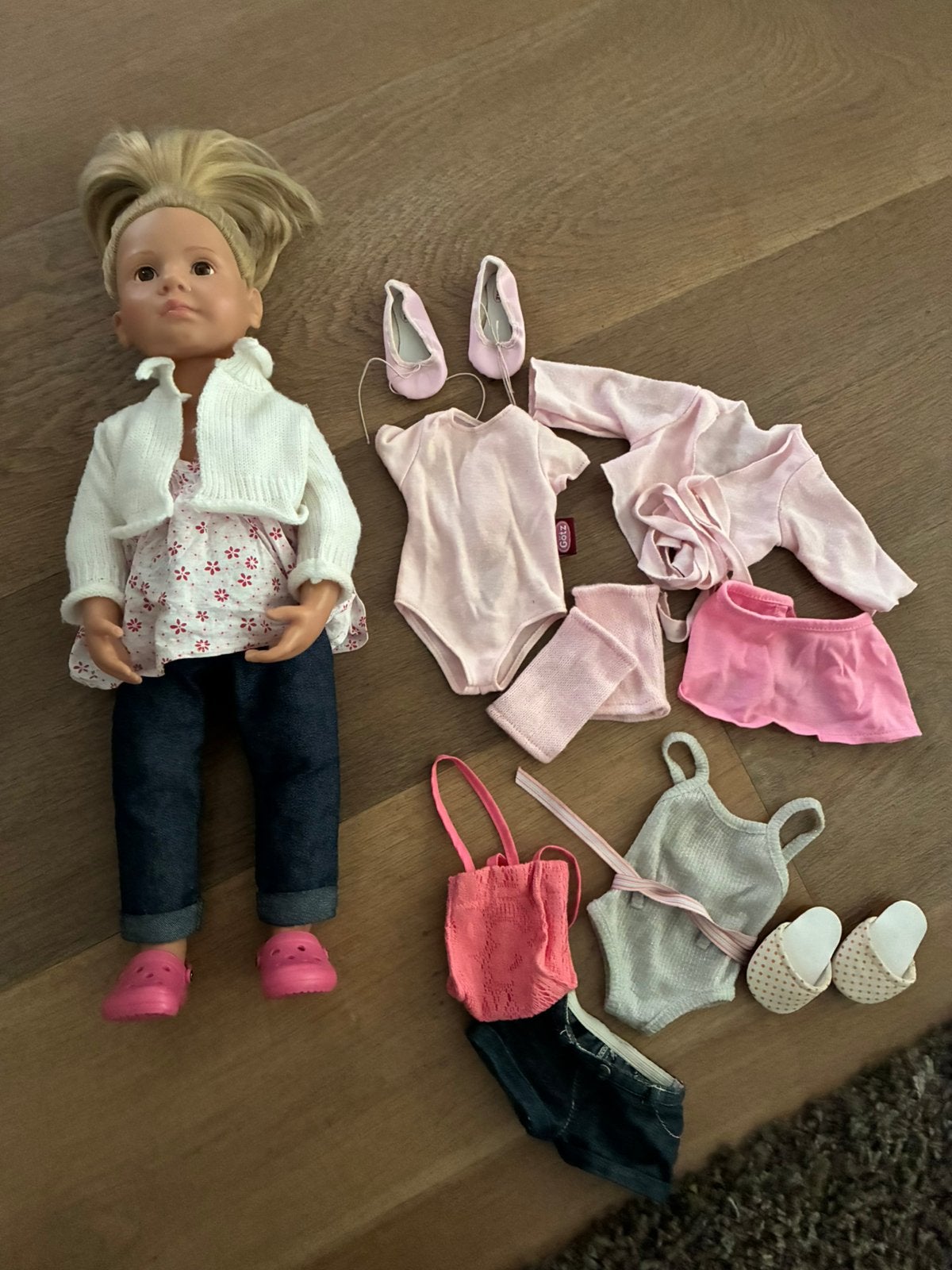 Götz pop 45cm met kledingsetjes, Ophalen of Verzenden, Zo goed als nieuw, Babypop