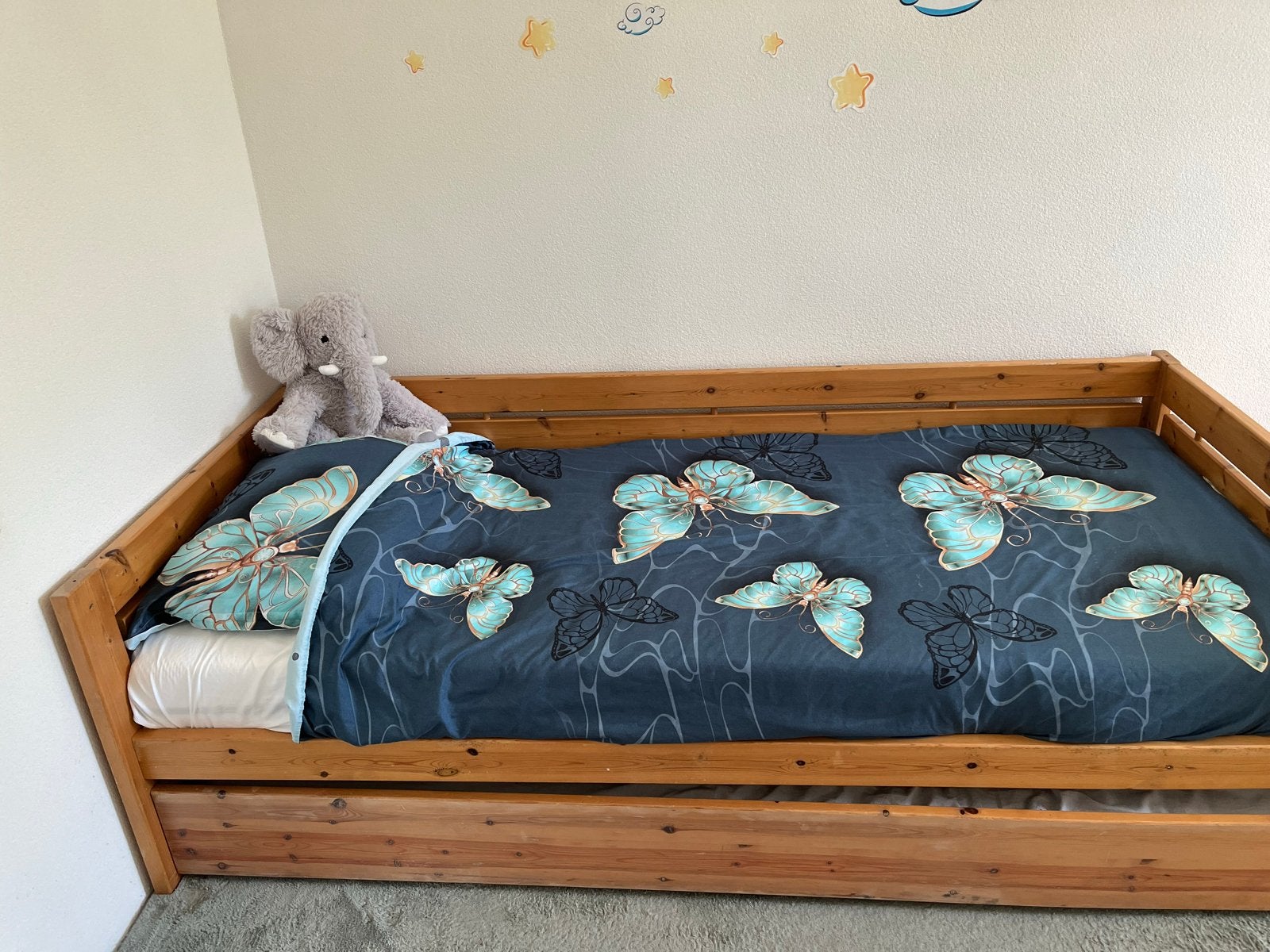 Kinderbed met opberglade - grenen, Kinderen en Baby's, Ophalen, 85 tot 100 cm, Gebruikt, Lattenbodem