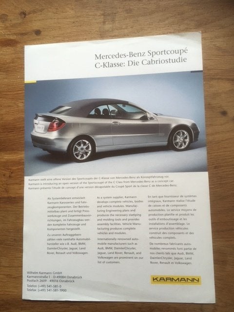 Mercedes-Benz   Sportcoupé   C-Klasse   Cabriolet   Studie, Gelezen, Karmann / Mercedes-Benz, Mercedes, Ophalen of Verzenden