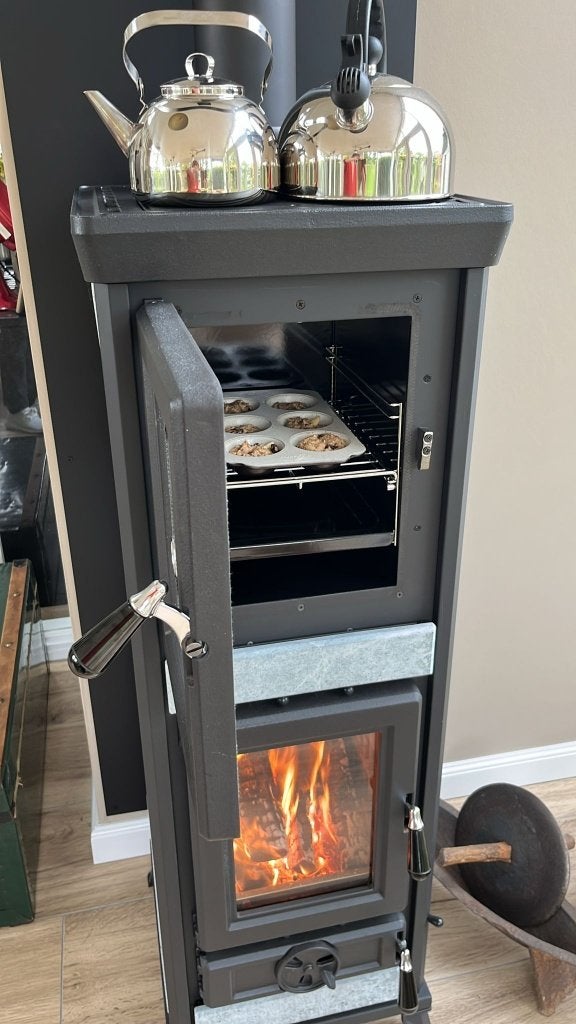 Gietijzeren Houtkachel met Oven en Bakplaat Agnese Speksteen, Minder dan 50 cm, 100 tot 150 cm, Nieuw, Ophalen of Verzenden
