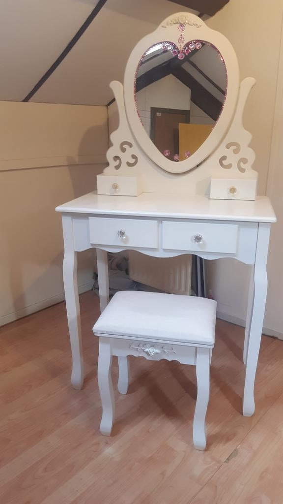 Make-up tafel met kruk en spiegel, Ophalen