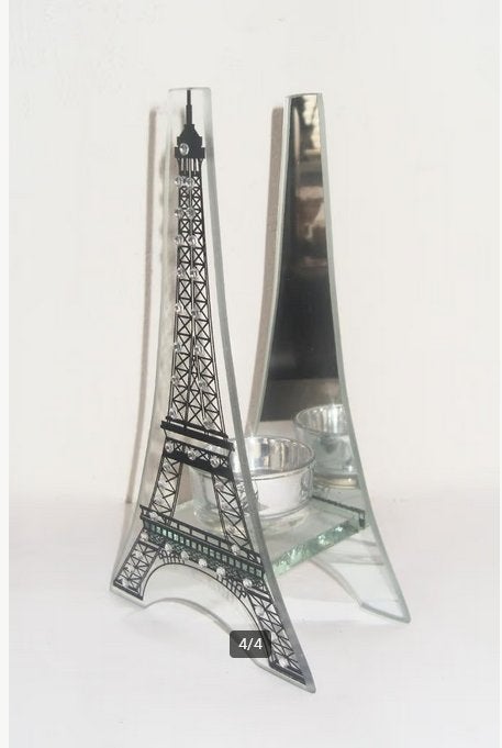 Decoratieve Eiffel toren / Theelichthouder Eiffeltoren, Waxinelichthouder, Ophalen of Verzenden, 20 cm, Zilver