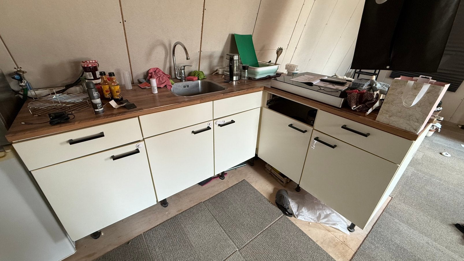 Keukenblok met hoek, Ophalen, Gebruikt, Wit, Enkelwandige keuken