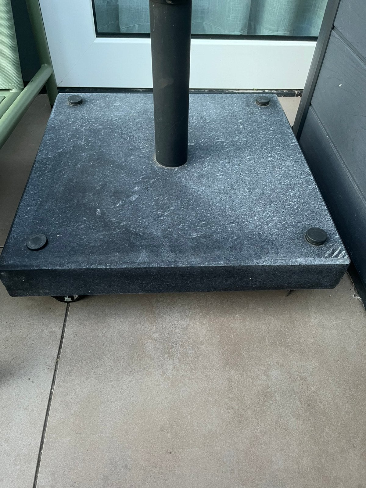 Parasolvoet 4 wln 50kg graniet zwart, Ophalen, Zo goed als nieuw, Minder dan 1 meter, Parasolvoet