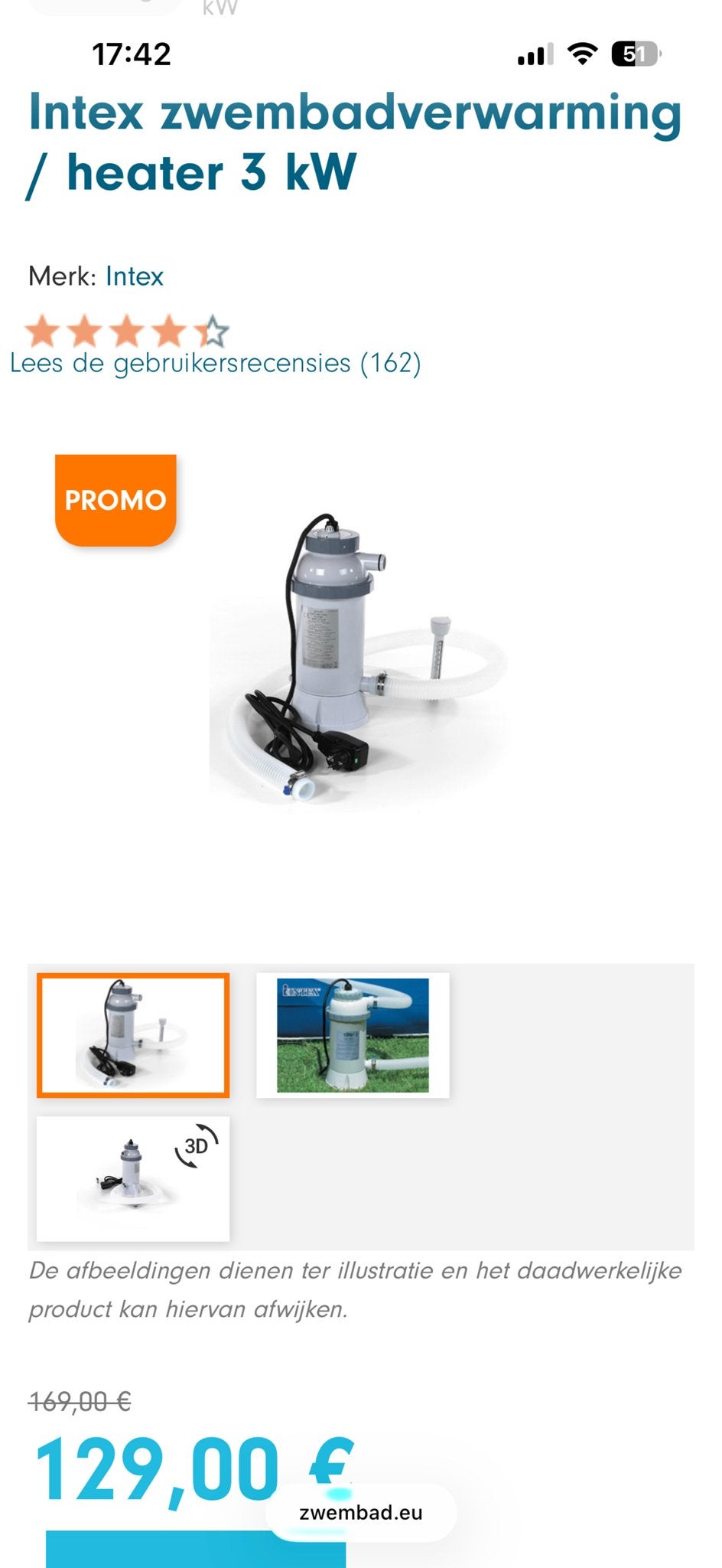 Intex Zwembadverwarming / Heater 3 kW (excl. thermometer), Verzenden, Gebruikt, Overige typen