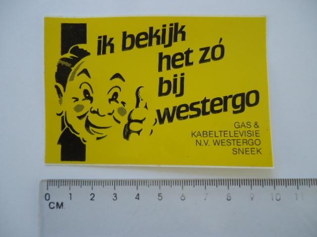 sticker oud Sneek Westergo friesland strip nv kabel tv gas, Verzenden, Zo goed als nieuw, Bedrijf of Vereniging