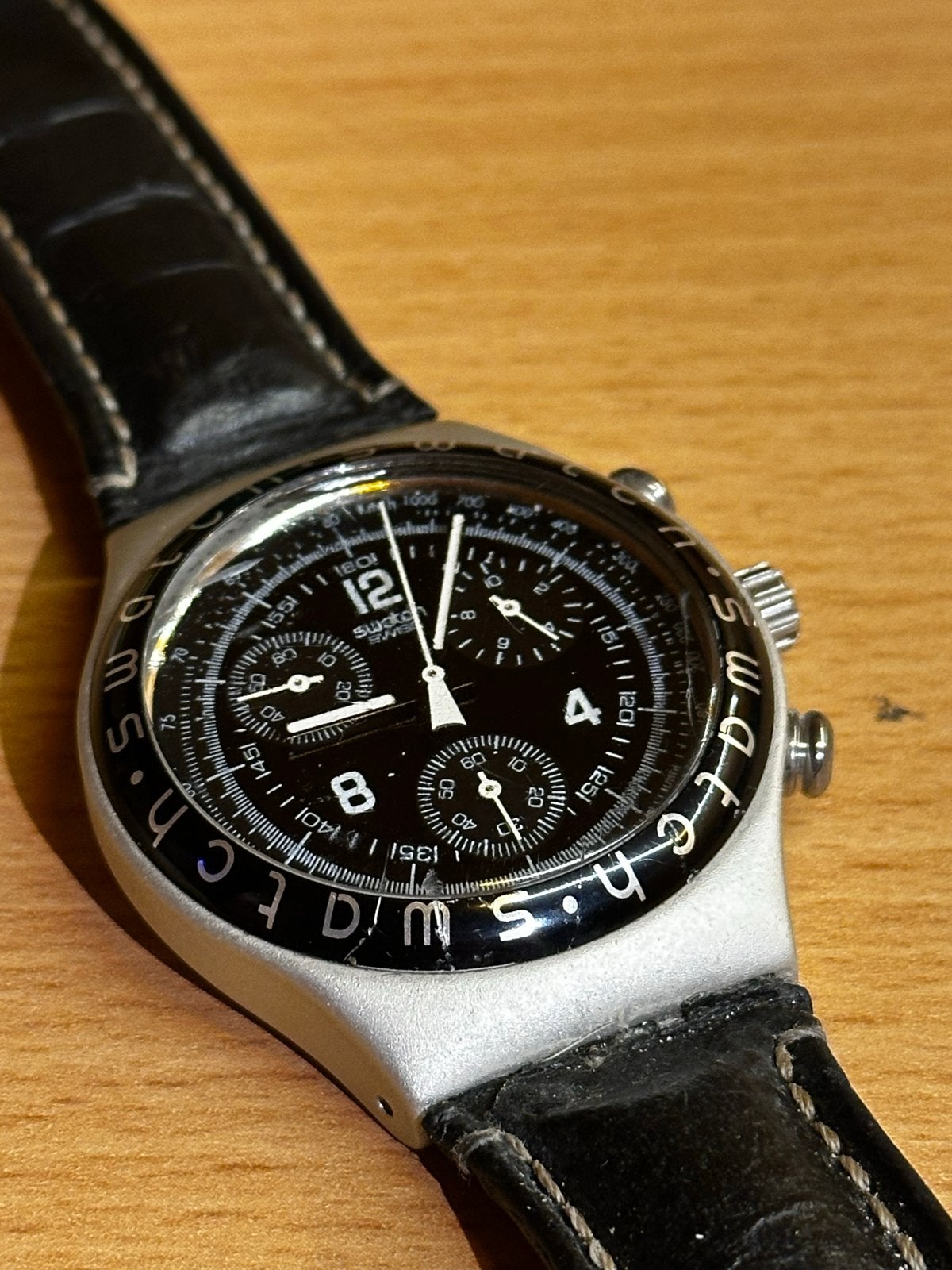 Swatch Irony Chrono Polshorloge - Gebruikt, Sieraden, Tassen en Uiterlijk, Overige materialen, Polshorloge, Swatch, Ophalen of Verzenden
