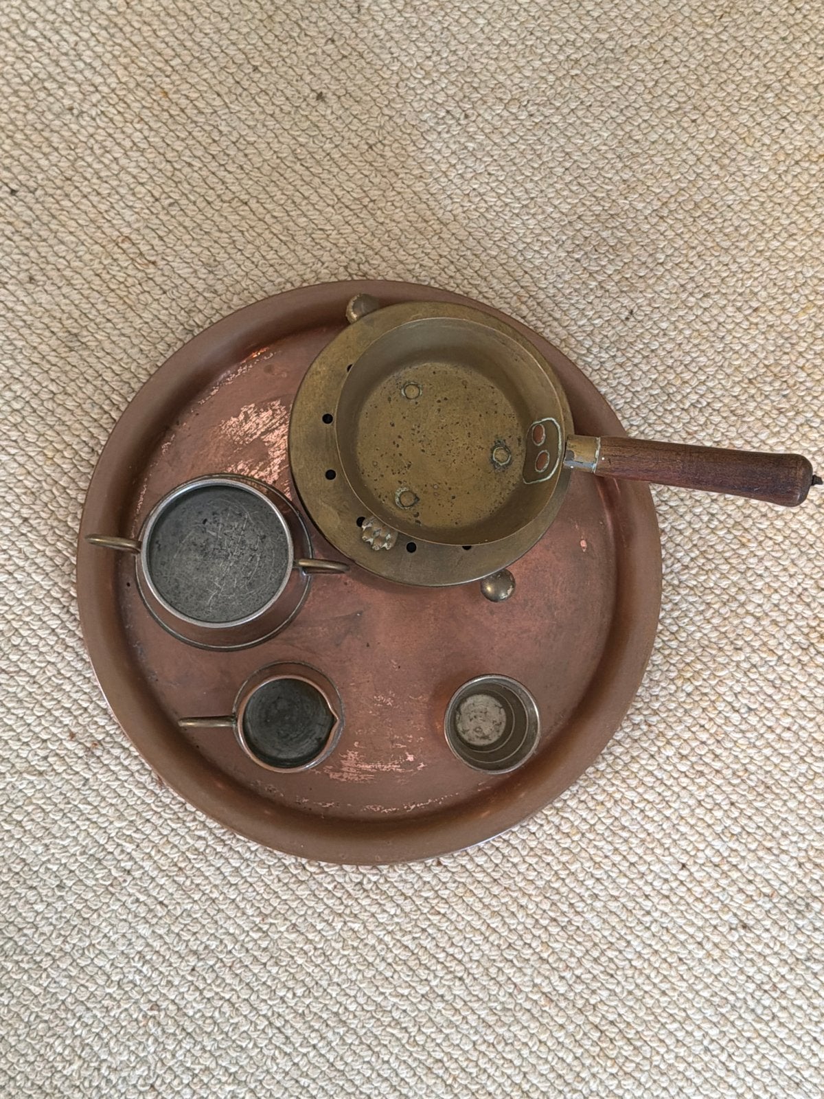 Antieke Koperen en Bronzen Miniatuur Kookset, Antiek en Kunst, Ophalen, Koper