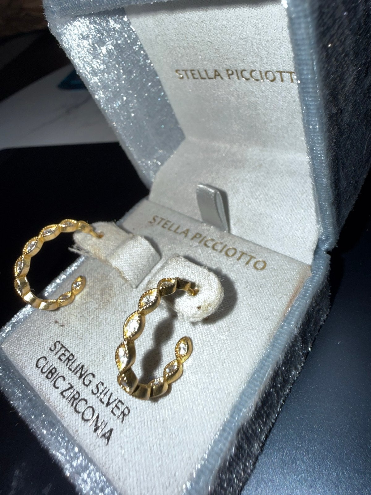 Stella Picciotto Sterling Zilveren Oorbellen met Zirkonia, Met kristal, Hangers, Ophalen of Verzenden, Zo goed als nieuw