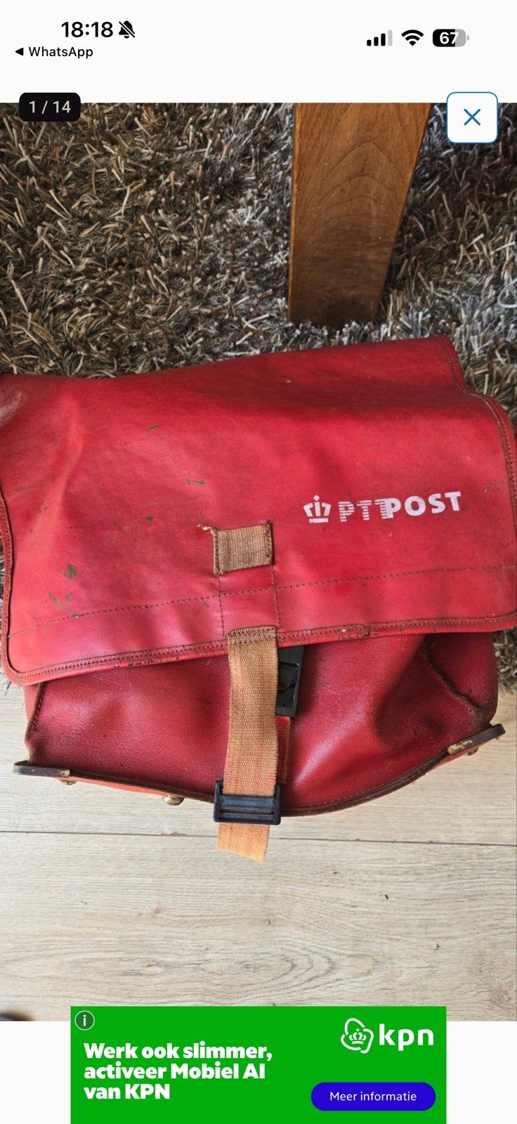 Gezocht PTT POST FIETSTAS ROOD Leer, Ophalen of Verzenden, Zo goed als nieuw