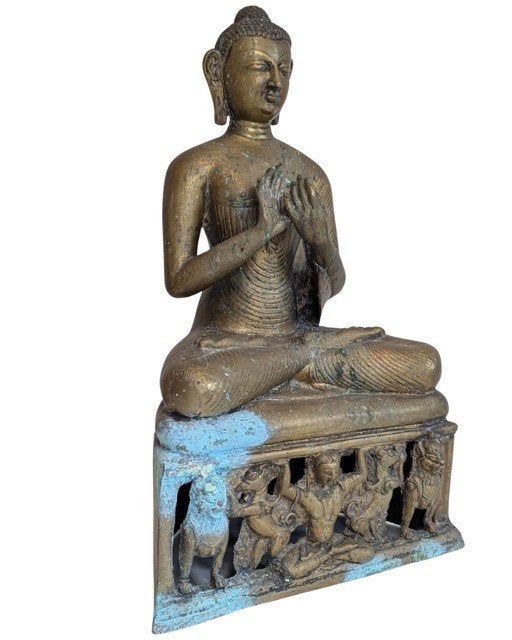 Bronzen Shakyamuni Boeddha – Dharmachakra mudra - 064, Gebruikt, 40 cm, Ophalen of Verzenden, Goud