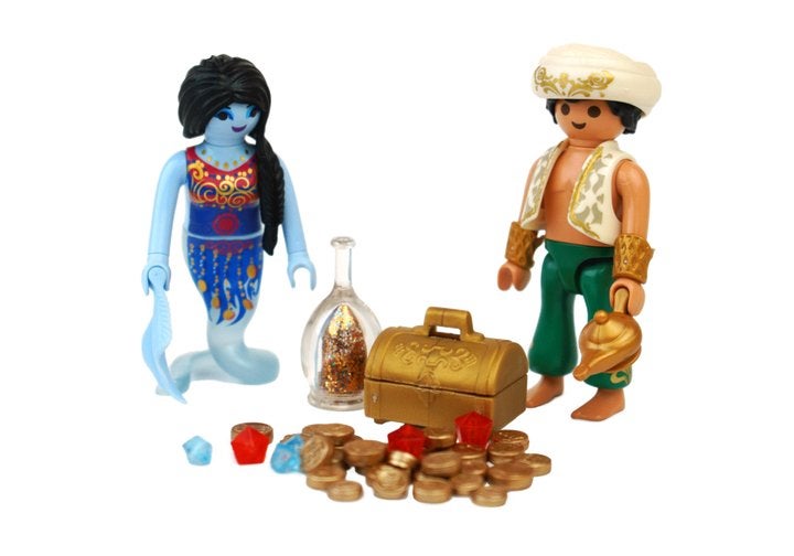 1005 Figuur met geest in fles / sprookje + geest uit fles, Ophalen of Verzenden, Nieuw, Complete set