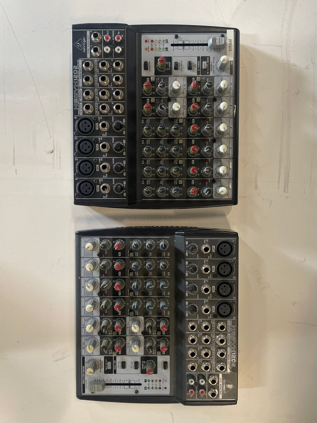 Behringer Xenyx 1202FX Mengpanelen (2 stuks), Ophalen of Verzenden, Gebruikt, 10 tot 20 kanalen, Microfooningang