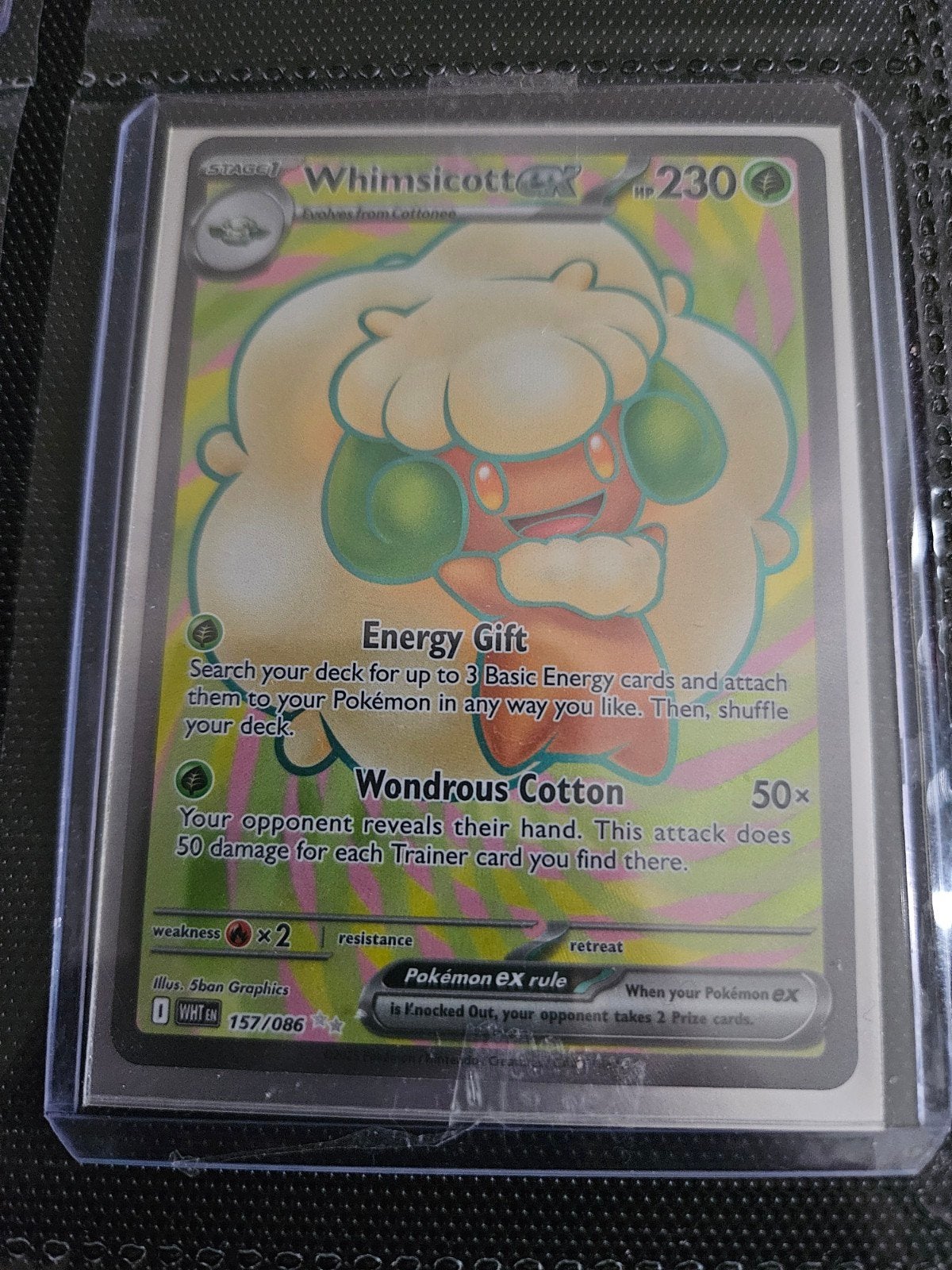 Pokemon Whimsicott ex 157/086 White Flare, Ophalen of Verzenden, Zo goed als nieuw, Losse kaart, Foil
