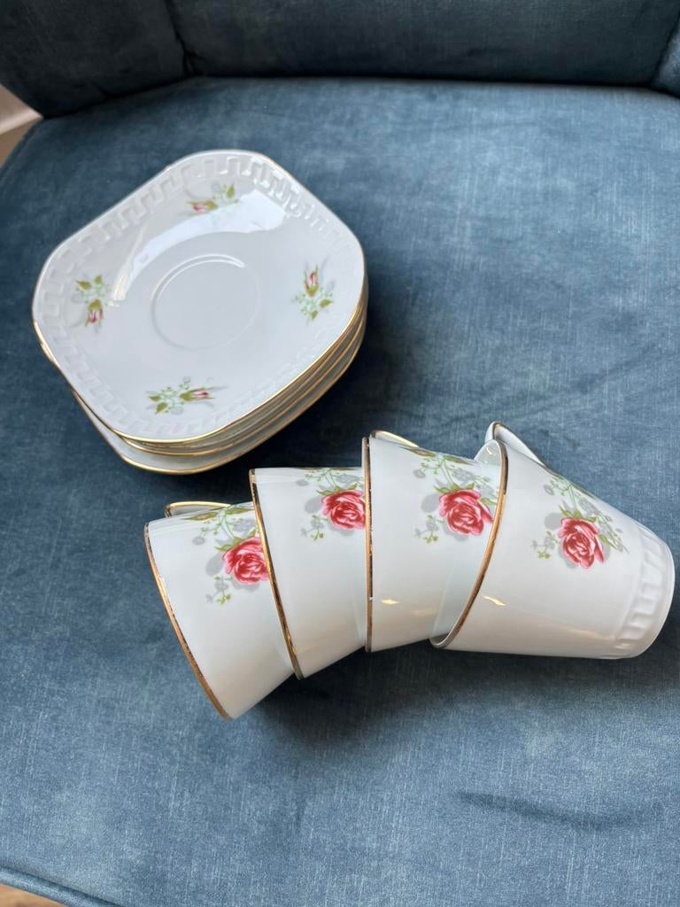 4 leuke kopjes jaren 70/80, made in Polen, Ophalen of Verzenden
