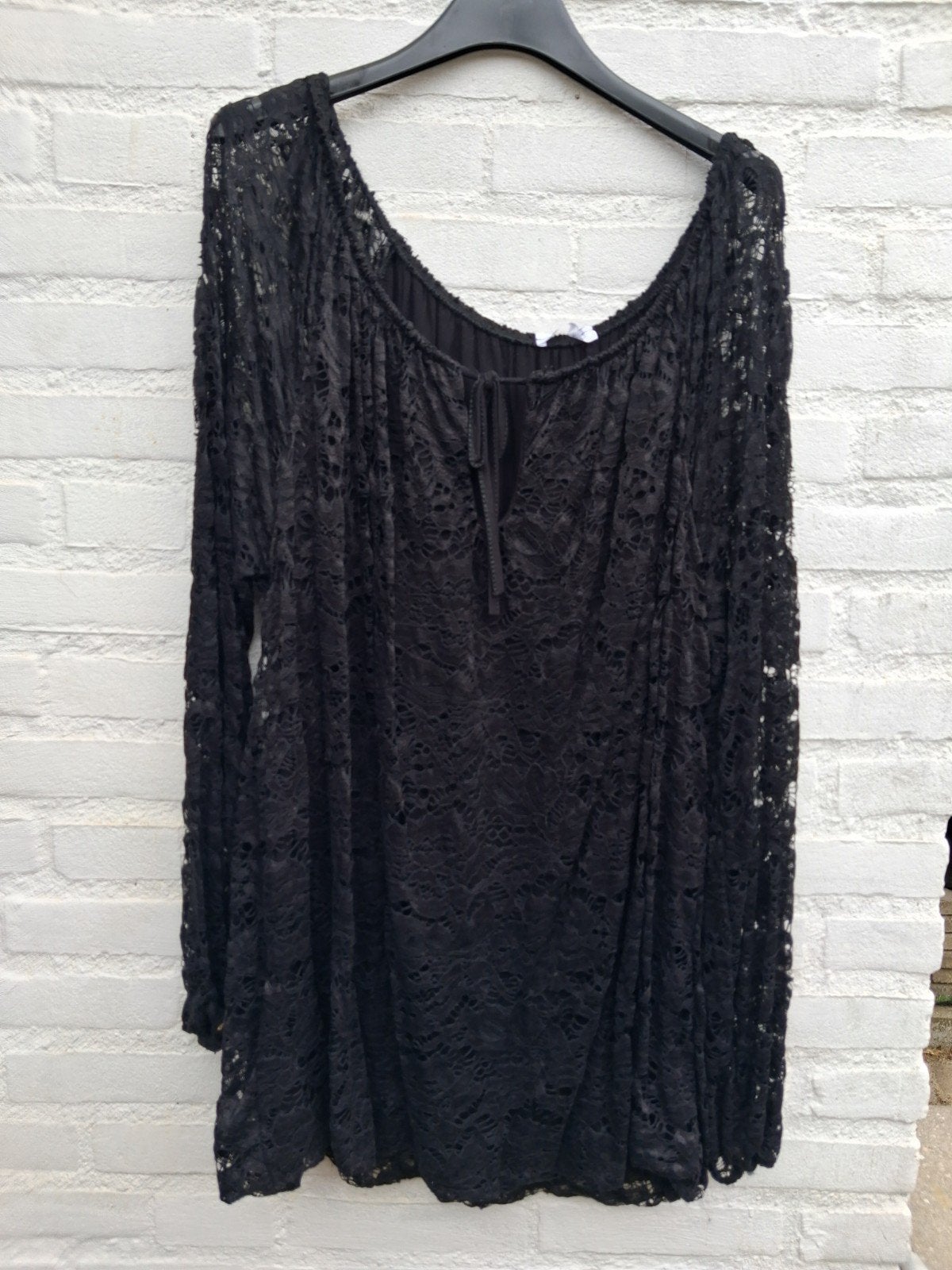 Zwarte kanten ballontop 42-44, Kleding | Dames, New Collection, Verzenden, Zwart, Maat 42/44 (L)
