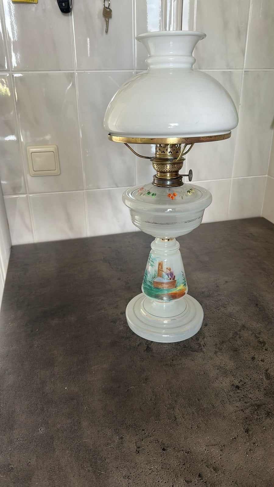 Antieke olielamp, Ophalen, Gebruikt