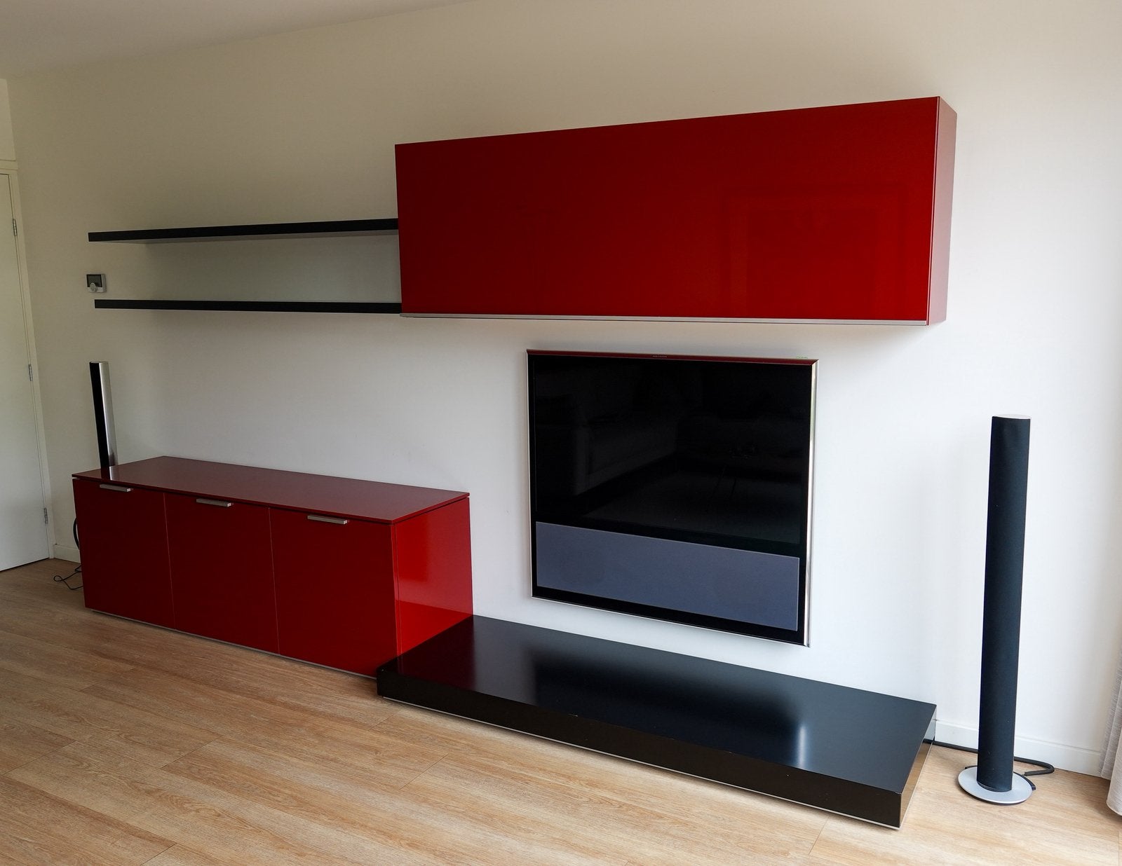 Poliform Sintesi wandmeubel (360 cm) – Rood/Zwart Hoogglans, Ophalen, Gebruikt, 200 cm of meer, 300 cm of meer
