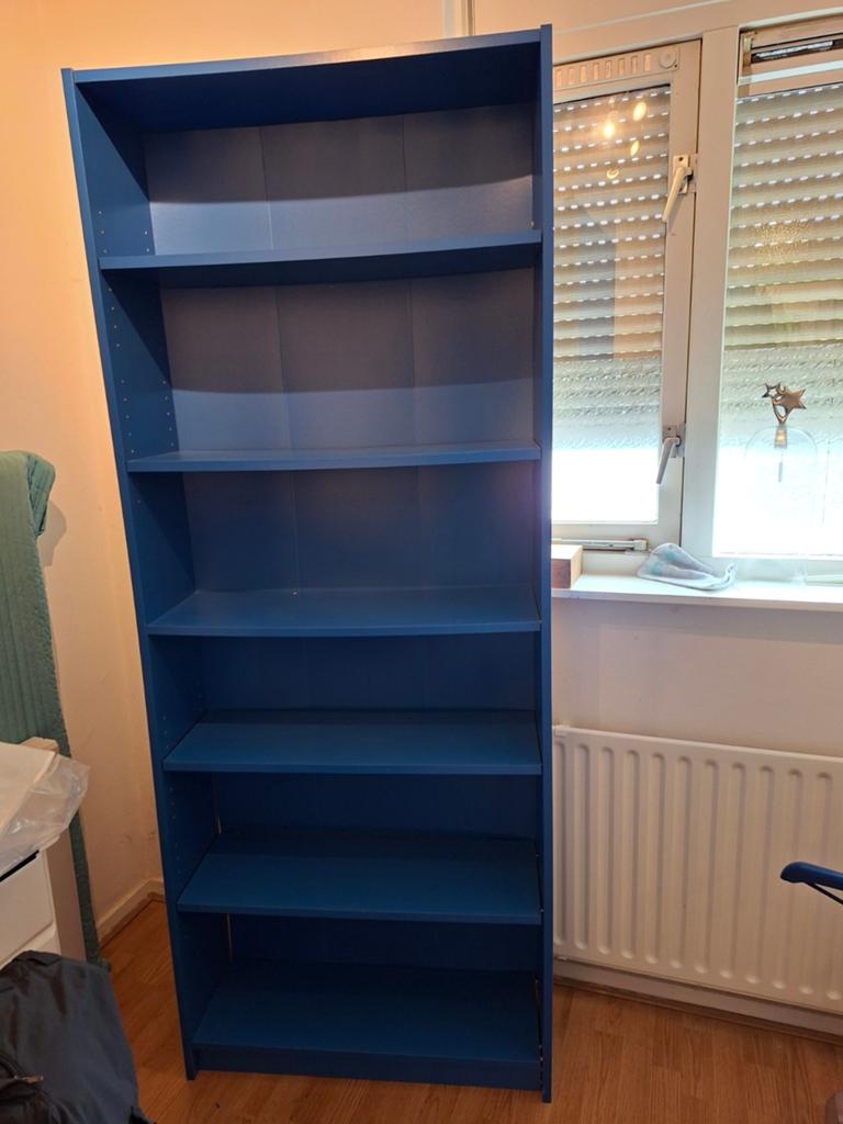 Blauwe Boekenkast ikea Billy met 6 Planken, Ophalen, Met plank(en), Gebruikt, 200 cm of meer