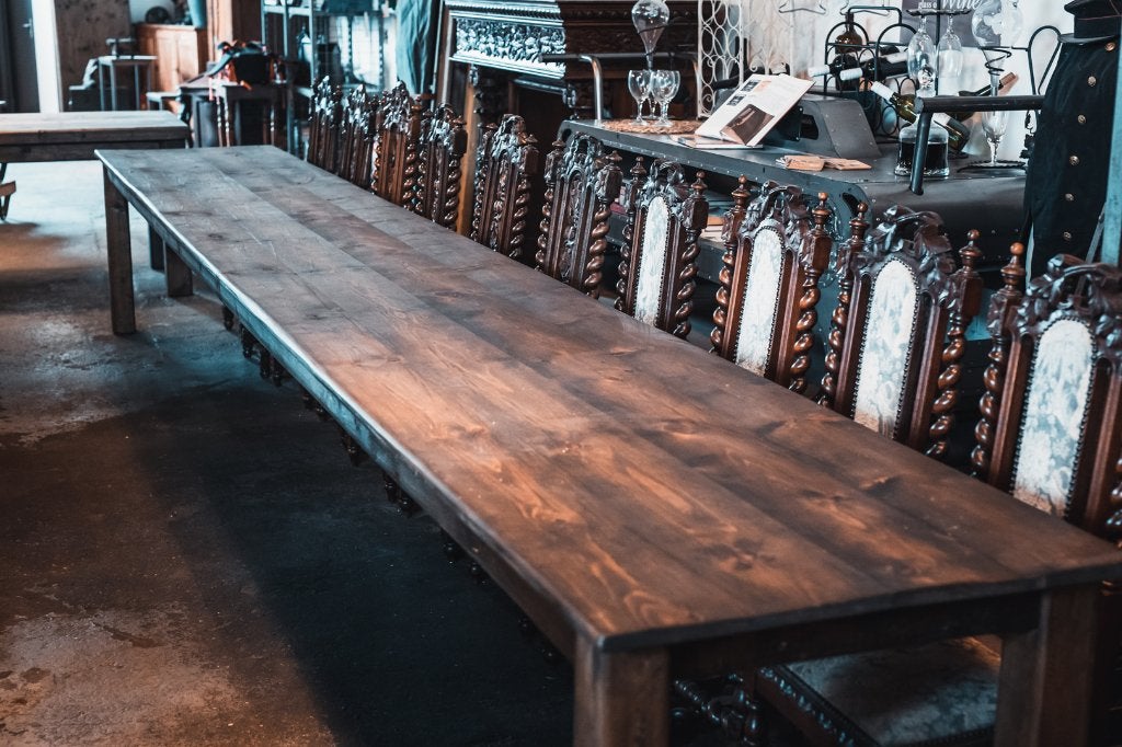 Lange smalle Franse tafel, horeca tafel, grote tafel, Ophalen, Gebruikt, 200 cm of meer, 50 tot 100 cm