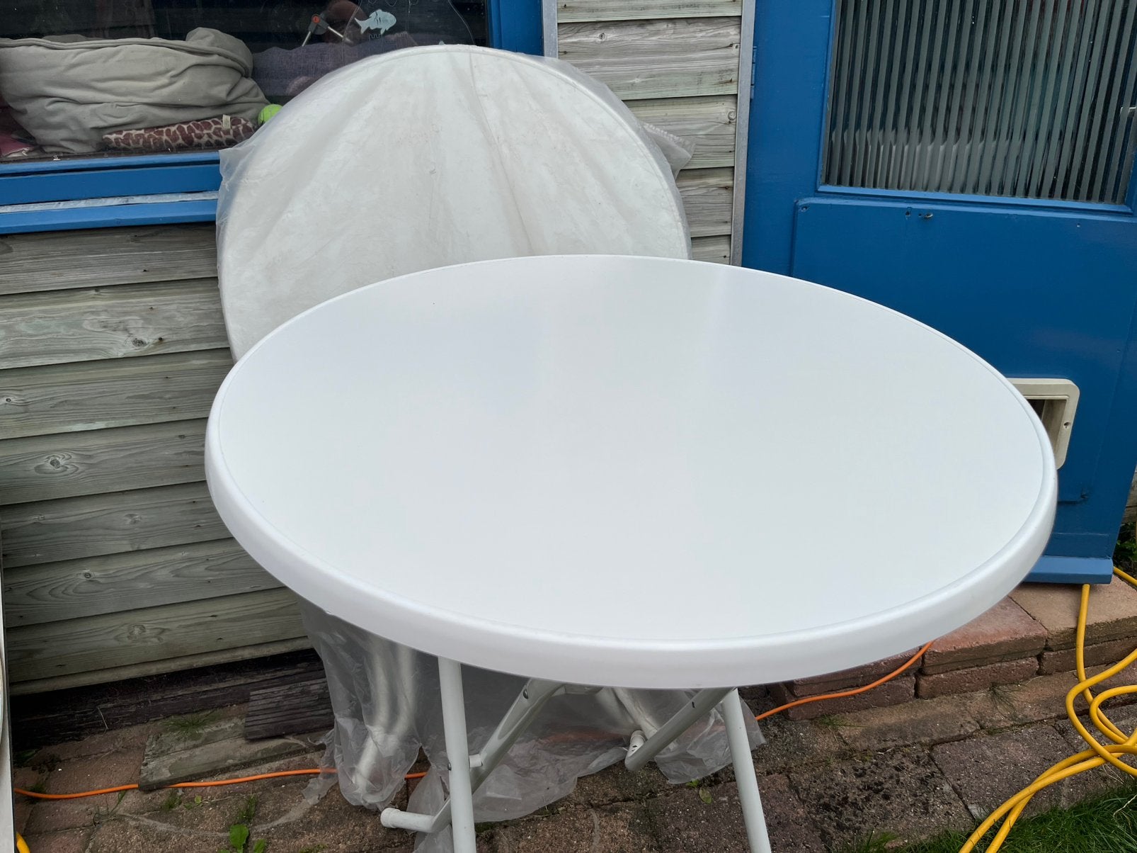 Statafel wit rond 85cm, Huis en Inrichting, Tafels | Statafels, Ophalen, Zo goed als nieuw