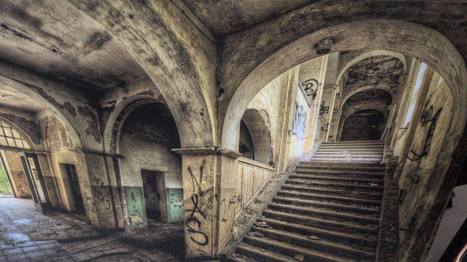 Groot schilderij verlaten gebouw, Urbex kunst, Ophalen of Verzenden