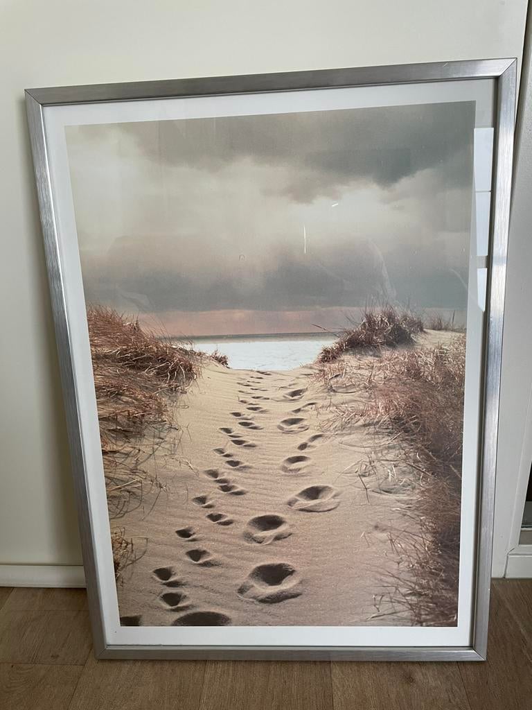 Schilderij in aluminium omlijsting, Gebruikt, 50 tot 75 cm, Metaal of Aluminium, Ophalen of Verzenden