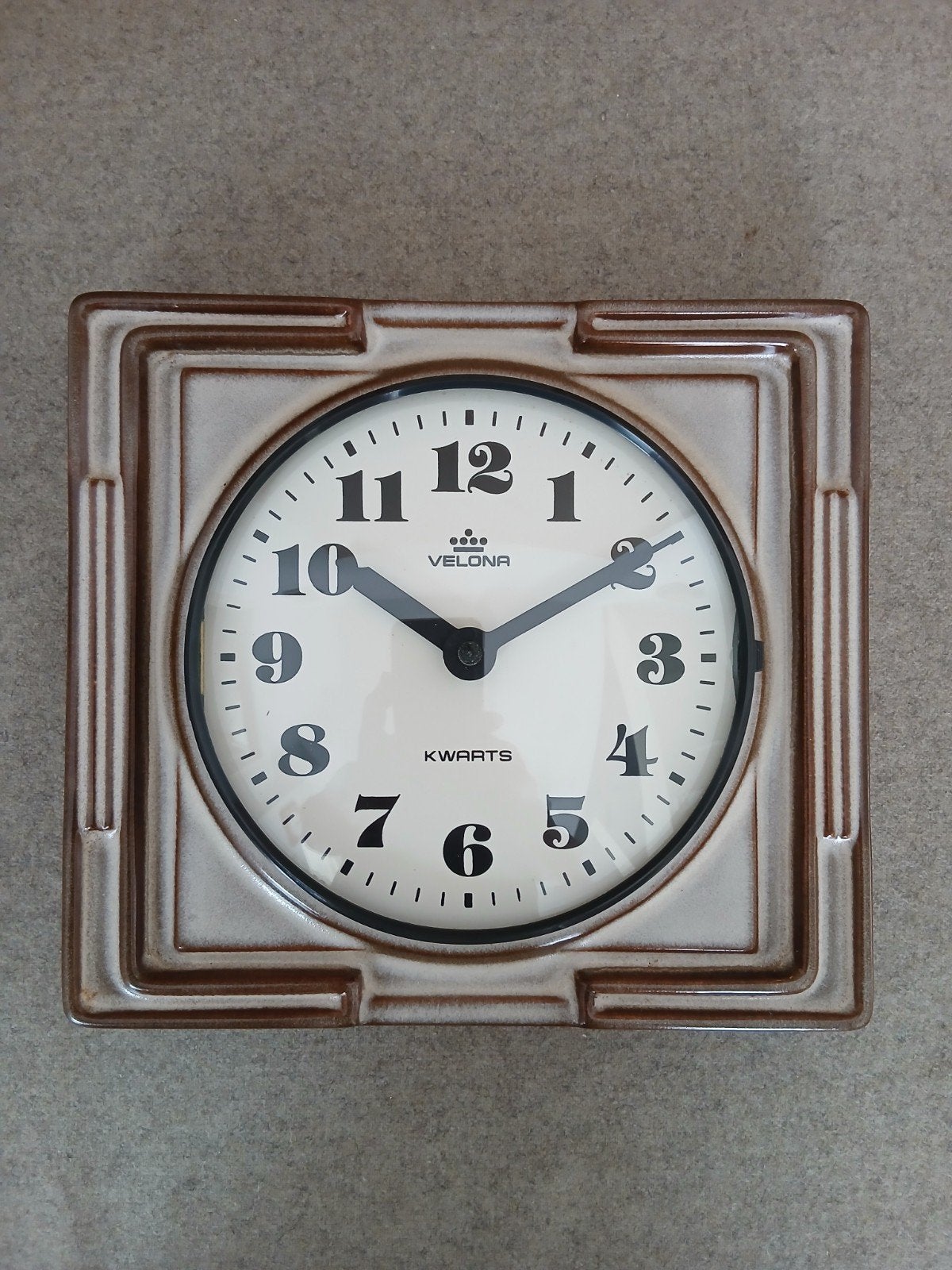 jaren 70 - vintage Velona wandklok - keramiek, Ophalen of Verzenden