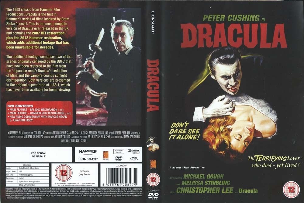 Dracula 1958 DVD met Peter Cushing, Christopher Lee, Alle leeftijden, Ophalen of Verzenden, Zo goed als nieuw