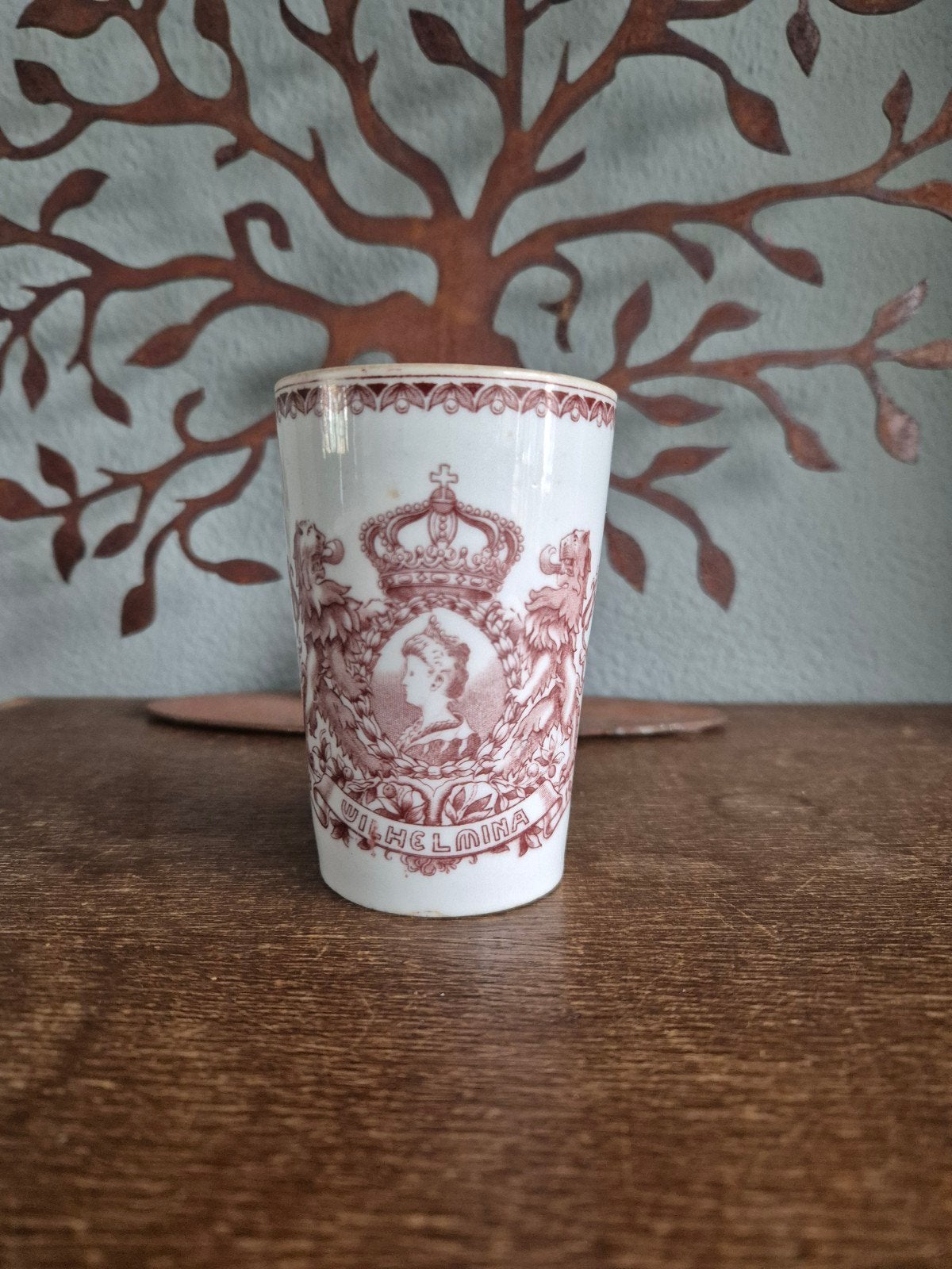 herdenkingsbeker Wilhelmina, Ophalen of Verzenden, Gebruikt, Nederland, Servies