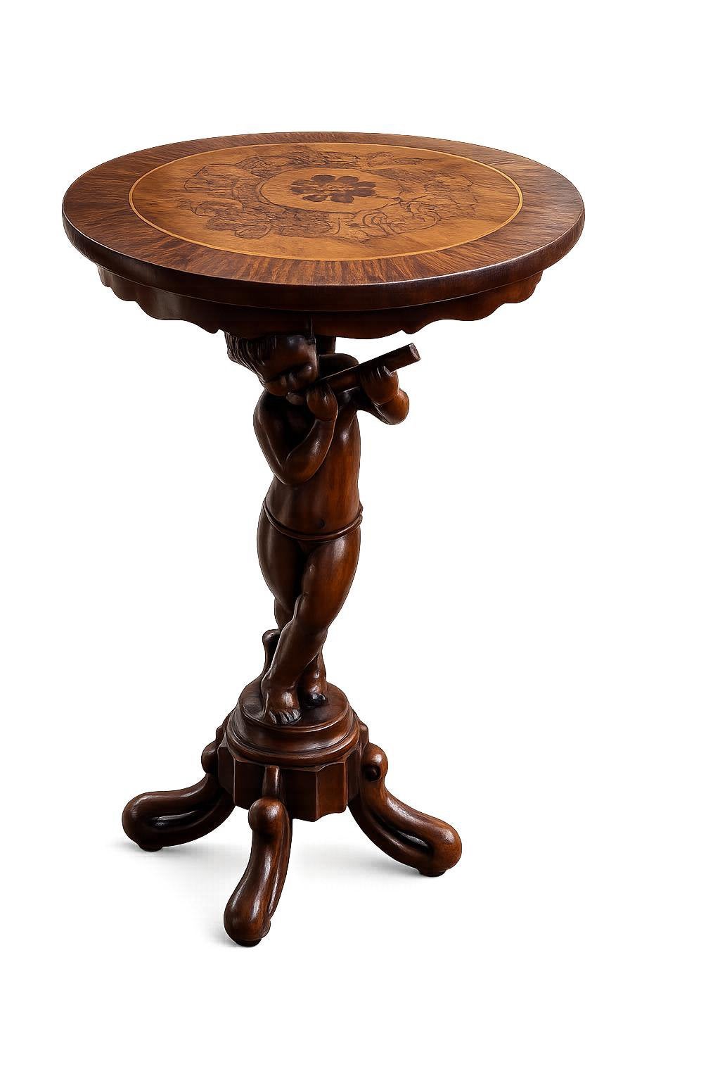 Antieke putti bijzettafel met ingelegd blad, Ophalen