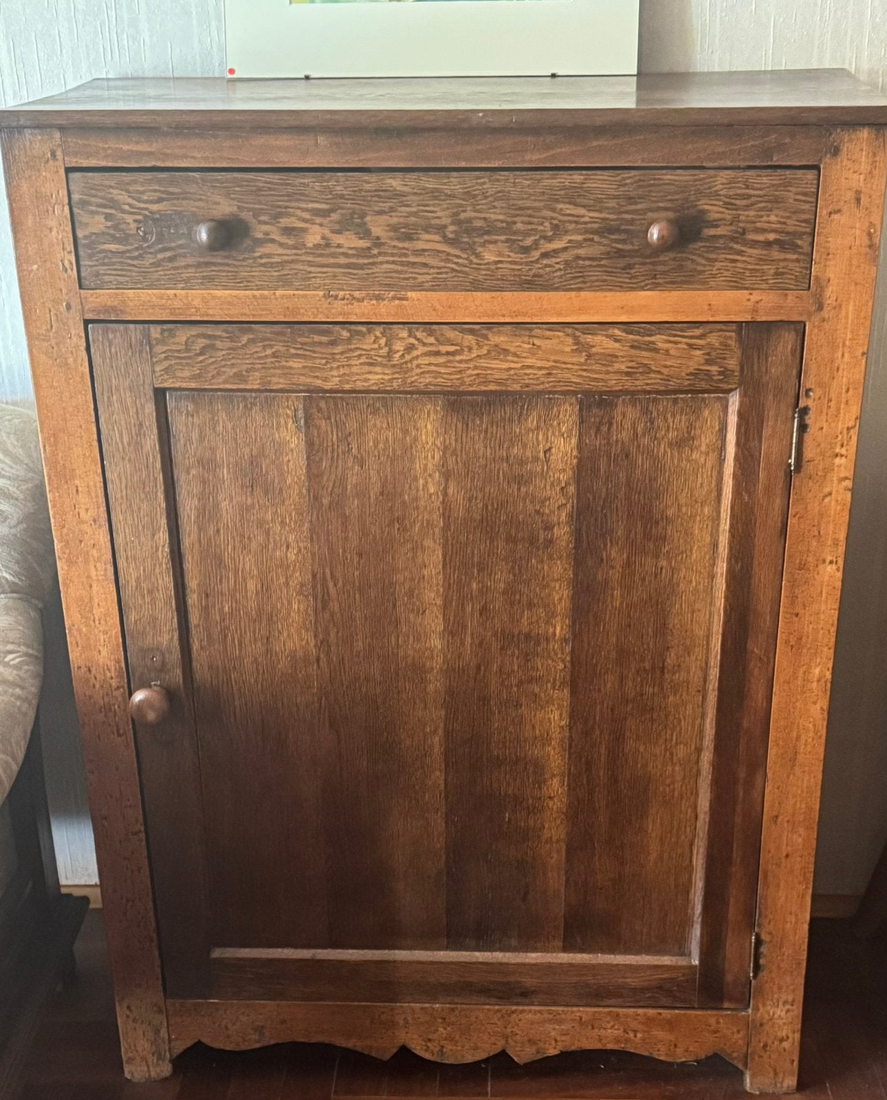 Landelijke houten kast / halkast met lade, Antiek en Kunst, Ophalen