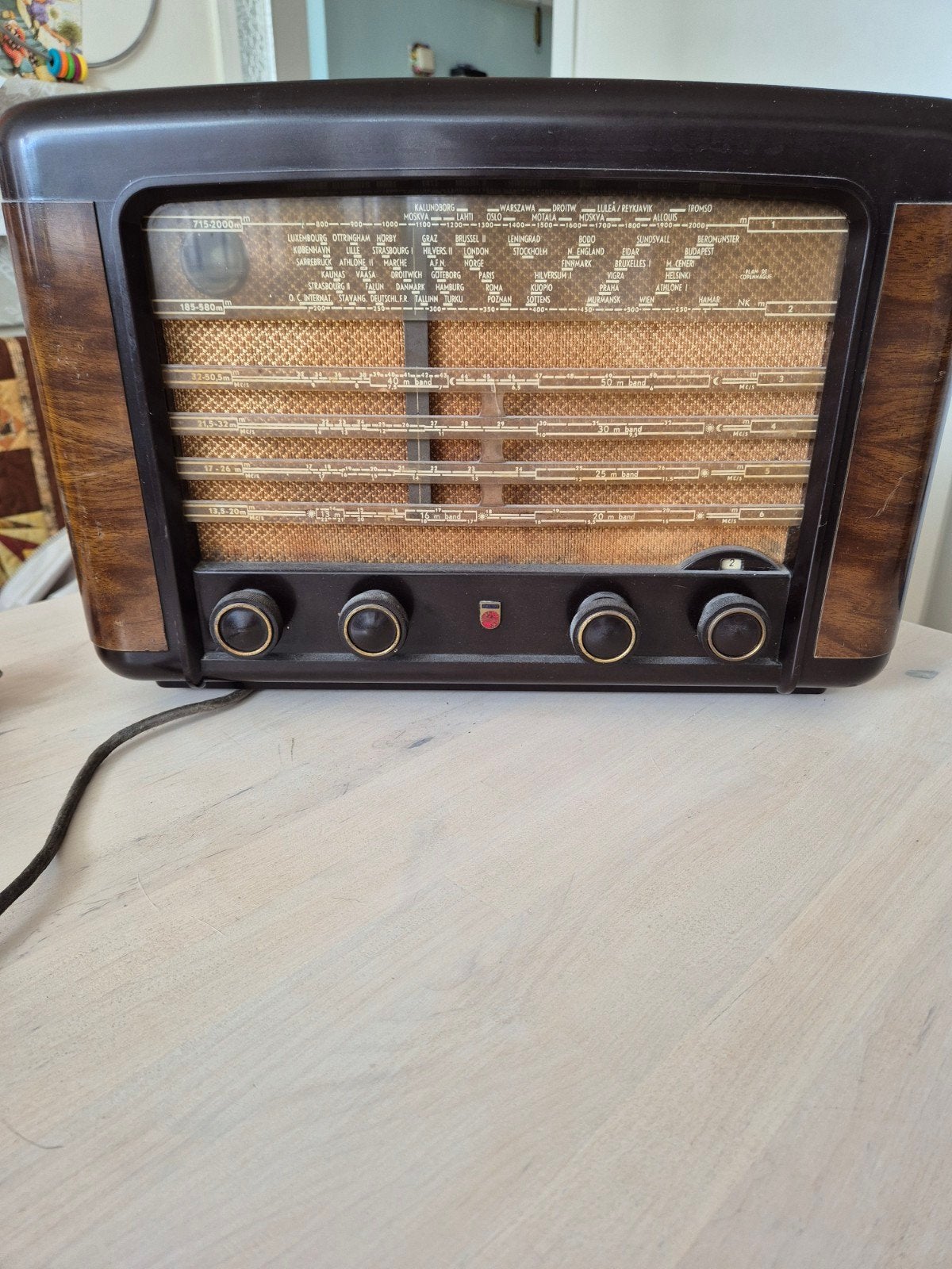 Vintage Philips BX490A buizenradio - 45x23x30 cm, Ophalen, Gebruikt, Radio
