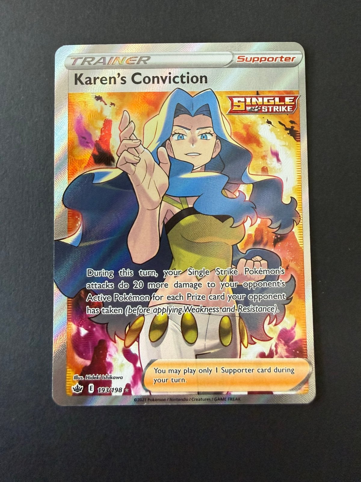 Chilling Reign 193/198 Karen’s Conviction, Hobby en Vrije tijd, Verzamelkaartspellen | Pokémon, Ophalen of Verzenden, Nieuw, Losse kaart