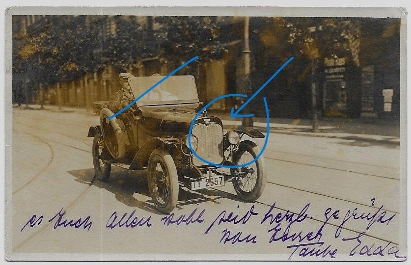 Dixi BMW auto 1925 fotokaart Postkarte, Ophalen of Verzenden, 1920 tot 1940, Gelopen, Voertuig