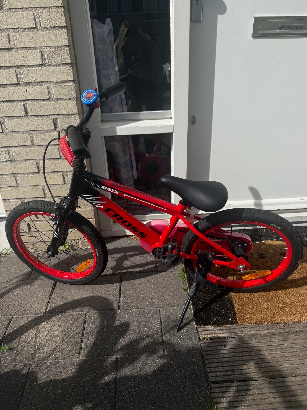 BMX Cross kinderfiets - Rood/Zwart, Fietsen en Brommers, Ophalen, 16 tot 20 inch, Staal, Velgrem
