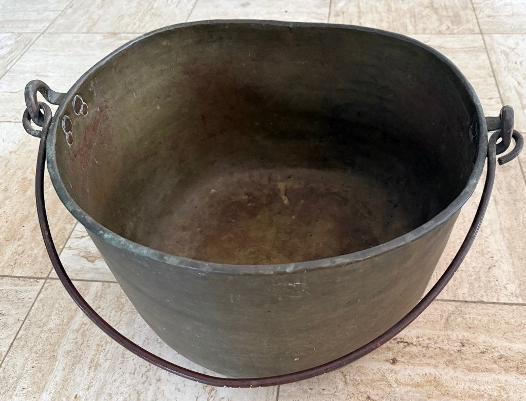 Antieke koperen ketel met Handvat - 29 cm Hoog, Ophalen, Koper