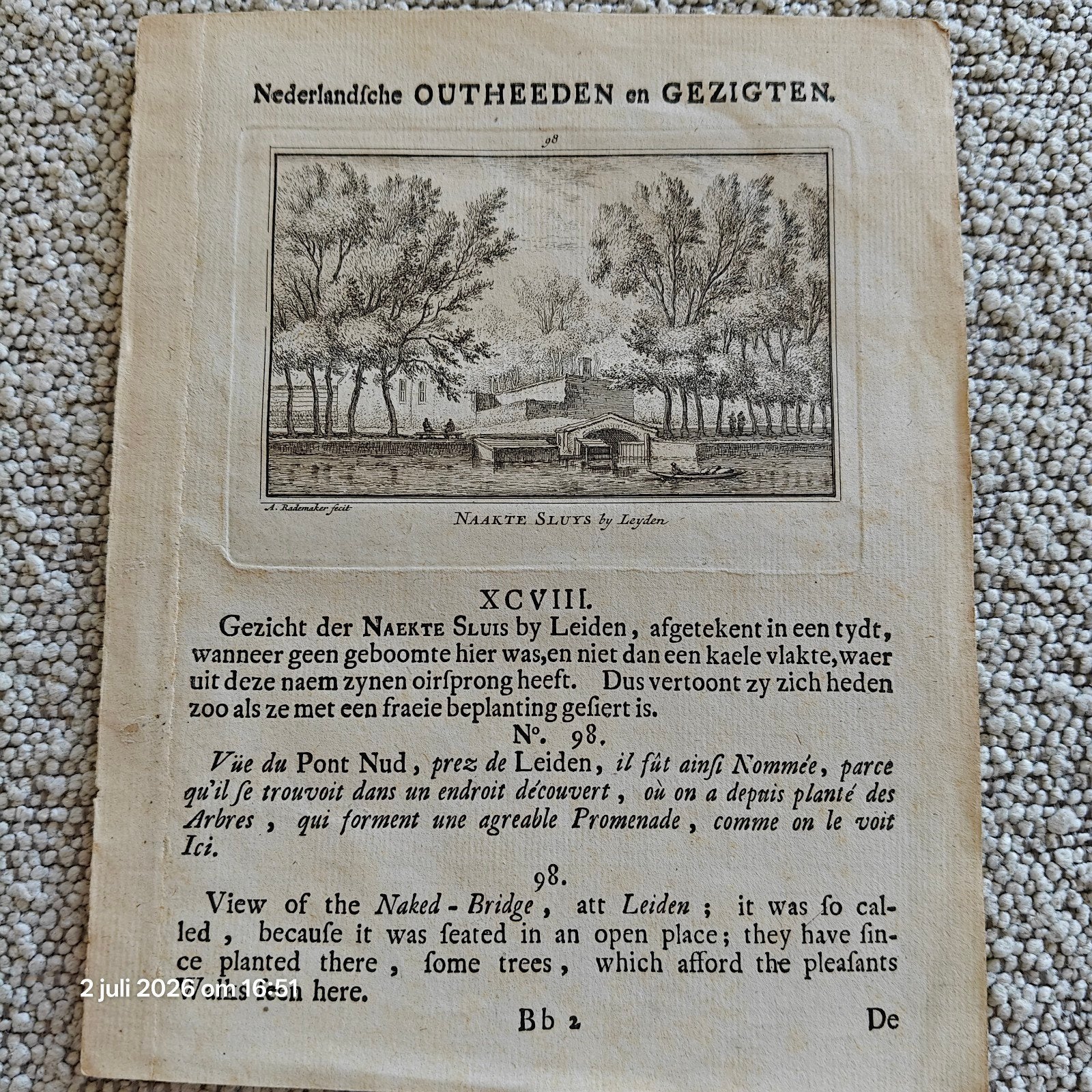 Prenten: Abraham Rademaker, Gebruikt, Ophalen of Verzenden, Gebouw, Voor 1940