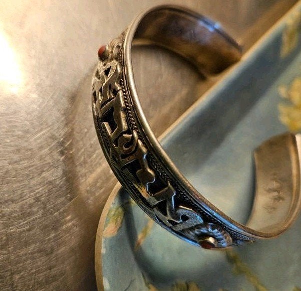 geluks/bescherm armbad, tibettaans zilver, Ophalen of Verzenden, Gebruikt, Zilver, Zilver