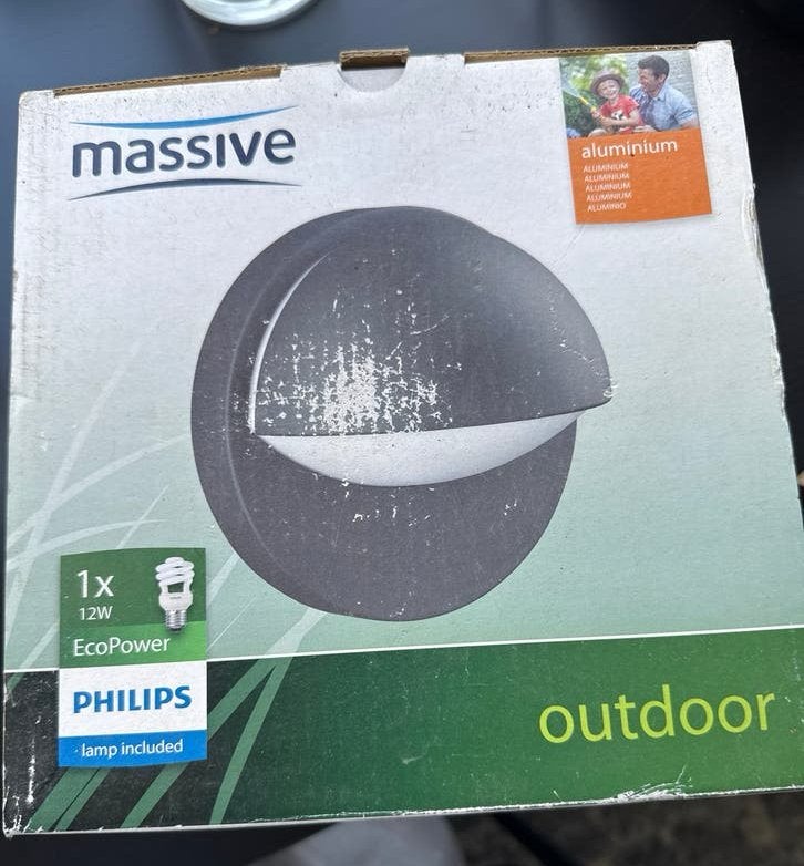 Massive Philips Buitenlamp Aluminium 1x 12W EcoPower, Minder dan 50 watt, Wandlamp, Ophalen of Verzenden, Netvoeding