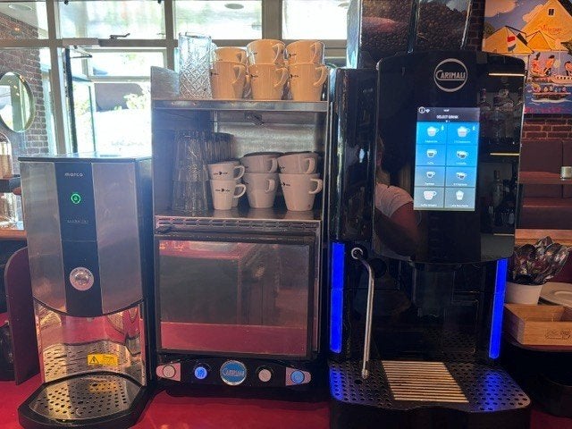 2 horeca CARIMALI OPTIMA PLUS koffiemachines te koop, Gebruikt, 10 kopjes of meer, Koffiemachine, Koffiebonen
