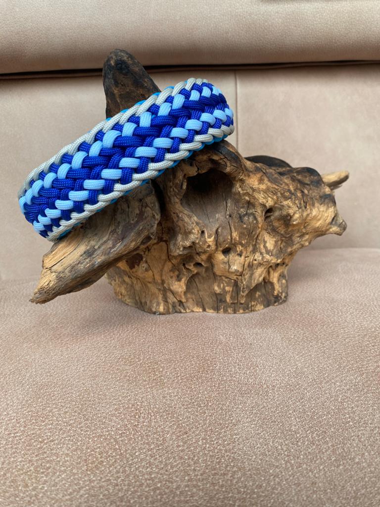 Halsband handgemaakt geknoopt blauw 44-51 cm, Ophalen of Verzenden, Handgemaakt, Nieuw