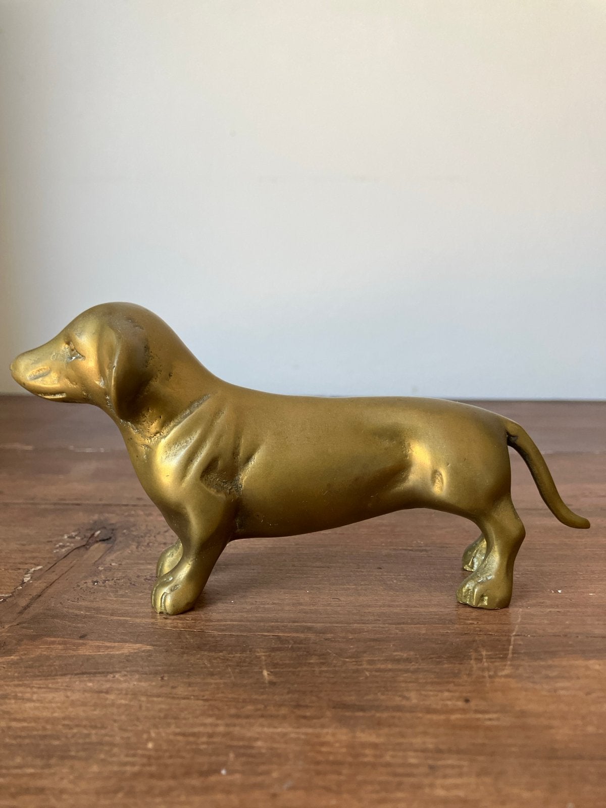 Vintage Teckel Beeldje van Messing - Decoratief Hondje, Ophalen of Verzenden